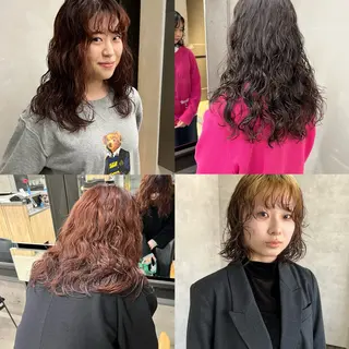 ミディアム カラー パーマ ヘアアレンジ viewstokyo所属・mana 暖色カラーカットのヘアスタイル