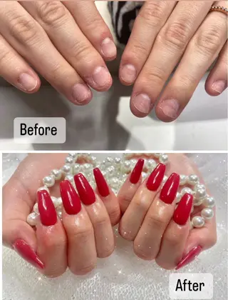 ネイル リボン、ガーリー パーツ放題専門店のネイルデザイン