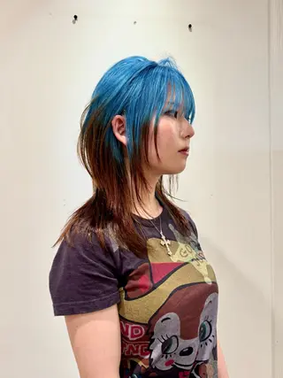 セミロング カラー ハイトーン/レイヤー /ウルフ⭐️永田⭐️のヘアスタイル