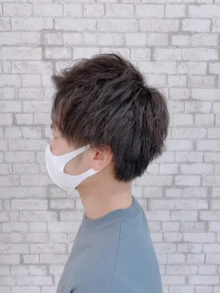 ショート カラー ヘアアレンジ メンズ ブリーチなし艶カラー 東家のヘアスタイル