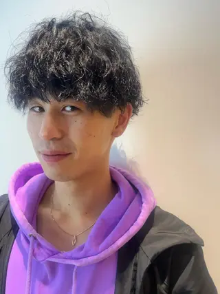 パーマ メンズ ショート/ボブ/透明 感カラー/高橋あみのヘアスタイル