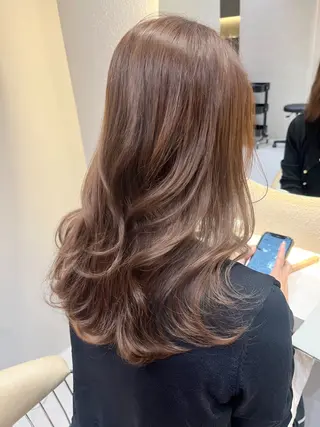 ミディアム カラー 透明感カラー🤎 中川智帆のヘアスタイル