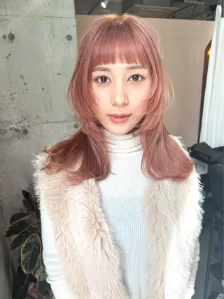 セミロング カラー ヘアアレンジ lani 天神大名/ブリーチのヘアスタイル