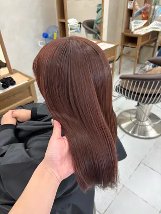 セミロング カラー 暖色カラー/ブリーチ なしカラー/艶カラーのヘアスタイル