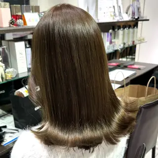 セミロング カラー ヘアアレンジ ブリーチなしカラー /ベージュ/安形翔のヘアスタイル