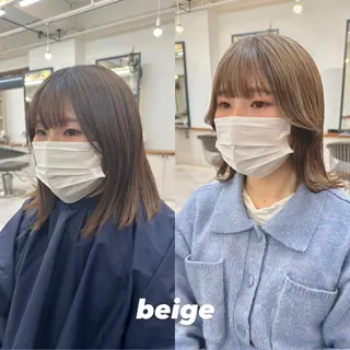 カラー リンダ所属・ベージュ/顔周り カット/スズキのヘアスタイル
