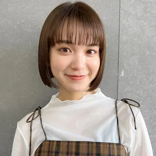 ショート カラー ボブ/巻ける縮毛矯正 /韓国レイヤーはなのヘアスタイル