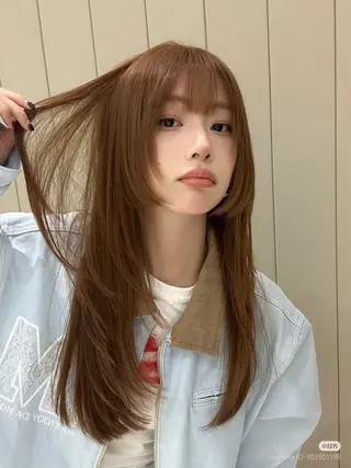 セミロング カラー ヘアアレンジ 💗うる艶モテ髪 💗髪質改善✨🫧のヘアスタイル