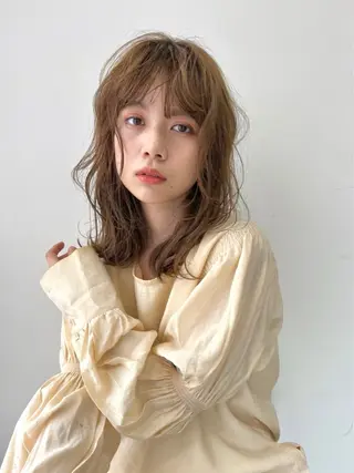 ミディアム カラー パーマ 大林 エリコのヘアスタイル