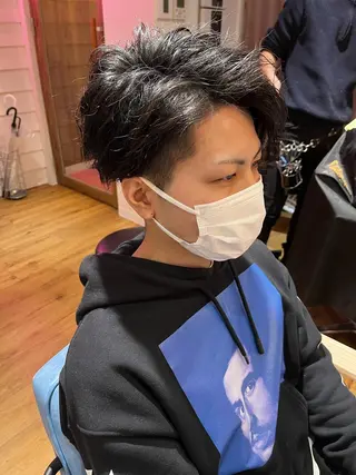 ミディアム パーマ メンズ AVANCE.難波 店長 松元のヘアスタイル