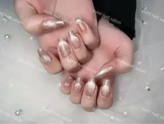 ネイル Shineジェル& チップ長さだしのネイルデザイン