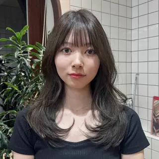 ミディアム カラー 艶カラー 内部補修のヘアスタイル