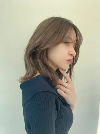 ミディアム カラー 佐藤 悠衣/透明感 カラー/似合わせ前髪のヘアスタイル
