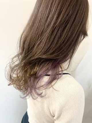 ロング カラー パーマ ヘアアレンジ マツエク・マツパ まろやかベージュ/ 大上なおみのヘアスタイル