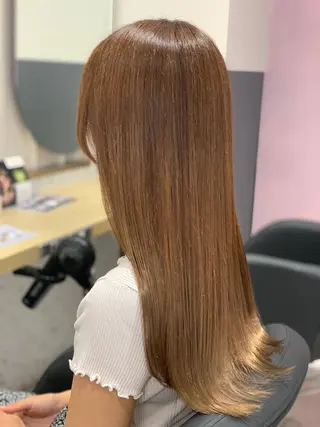 セミロング カラー ヘアアレンジ 髪質改善×ハイトーン 中田啄也のヘアスタイル