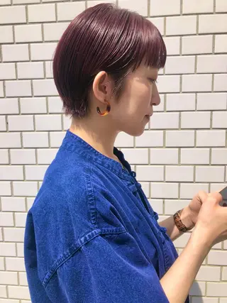 ショート カラー ハイトーン/ブリーチ 似合せカット/パーマのヘアスタイル