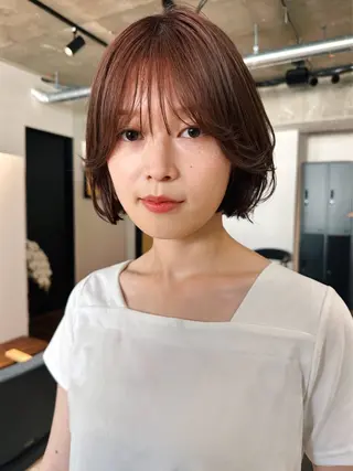 ショート カラー パーマ 🫧小顔×似合わせ× 透明感カラー🫧のヘアスタイル