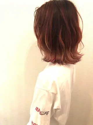 ミディアム カラー 平川 友希子のヘアスタイル