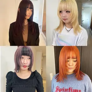 ミディアム カラー MIU/ルーツカラー 顔まわりレイヤーのヘアスタイル