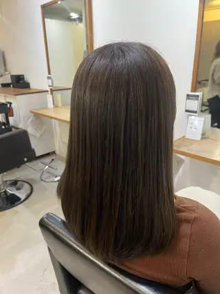 セミロング カラー ✨🎨ブリーチなし 透明感カラー✨美友のヘアスタイル