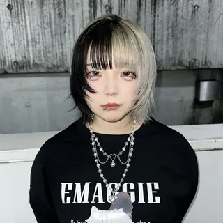 ミディアム カラー ハイトーン/ウルフ /エクステ/ましろのヘアスタイル