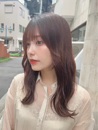 セミロング カラー モテ前髪 タゴメ シンヤのヘアスタイル