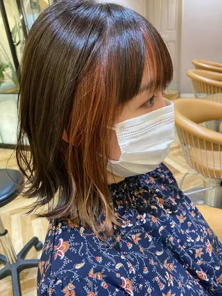 ミディアム カラー ボブ韓国風レイヤー 髪質改善/畠中ケントのヘアスタイル