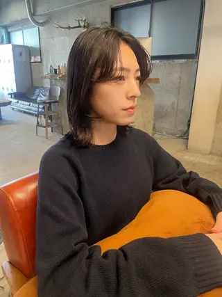 ミディアム カラー パーマ/レイヤー 岩山丈一郎のヘアスタイル