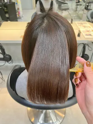 セミロング パーマ ボブ｜韓国｜美髪矯正 ｜amika🌙のヘアスタイル