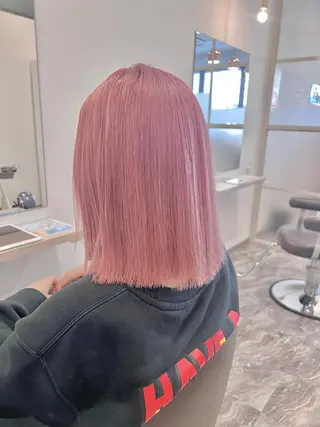 ミディアム ブリーチ毛に縮毛矯正 ✨カラー✨山田 正幸のヘアスタイル