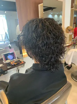 セミロング メンズ メンズパーマ/難波/ 心斎橋　室園亮佑のヘアスタイル