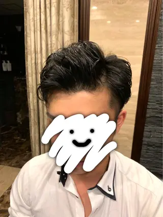ミディアム パーマ メンズ 杉本 和大のヘアスタイル