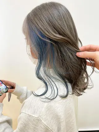 セミロング カラー 佐藤 魁人のヘアスタイル