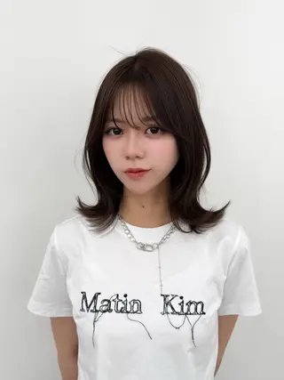 ミディアム カラー ヘアアレンジ 最小顔周り&レイヤー 特化/池袋/kokiのヘアスタイル