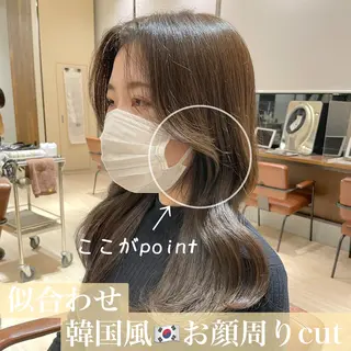 セミロング カラー 本格韓国ヘア🇰🇷 【uni】キューさんのヘアスタイル