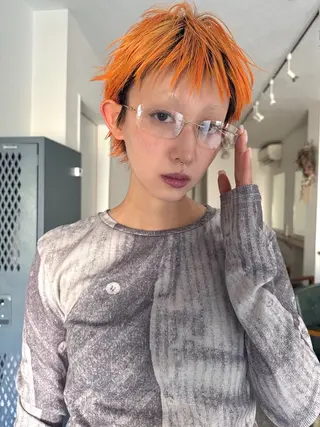 ショート カラー ヘアアレンジ 丸山渉/パーマ エフェクトブリーチのヘアスタイル