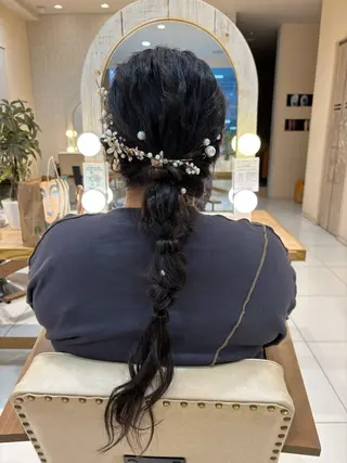 ロング ヘアアレンジ 暖色カラー/ブリーチ なしカラー/艶カラーのヘアスタイル