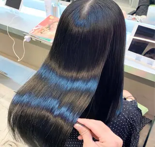 セミロング パーマ 透明感・ハイトーン・ 艶カラー/若林のヘアスタイル