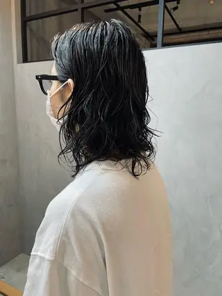 セミロング パーマ メンズ Basis 田口豪司のヘアスタイル