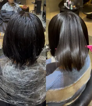 ミディアム 笑　璃  🎀／ ワンカラー／縮毛矯正のヘアスタイル