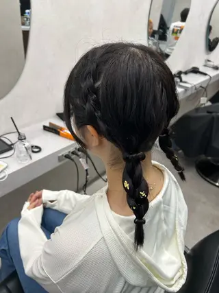 セミロング ヘアアレンジ 🌷HARU 暖色/ヘアセット🫧のヘアスタイル