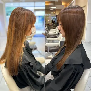 ロング カラー パーマ 髪質改善/縮毛矯正 /ブリーチ矯正/岡部のヘアスタイル