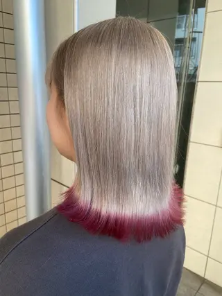 ミディアム カラー 🧸プルエクステ❤︎ ネイルKAO🧸のヘアスタイル