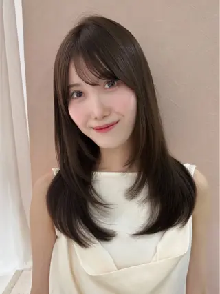 セミロング カラー 韓国風パーマ/耳つぼ ヘアセット/みづきのヘアスタイル
