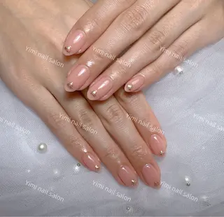 ネイル Shineジェル& チップ長さだしのネイルデザイン