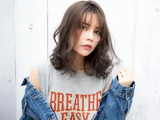 ミディアム カラー パーマ 髪質改善×艶髪 斉藤 勝のヘアスタイル