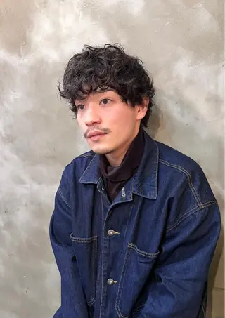 ショート パーマ メンズ 木村陸弥 似合わせ 透明感カラー🌿のヘアスタイル