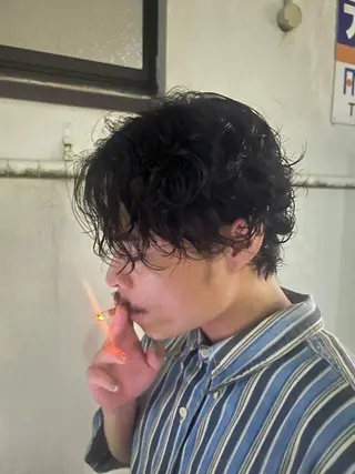 ミディアム メンズ メンズパーマ 岩成健志郎のヘアスタイル