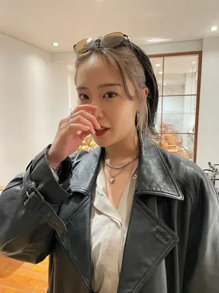 ミディアム カラー ヘアアレンジ 小顔レイヤー×コンパ クトボブ/林隆平のヘアスタイル