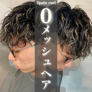 ミディアム カラー パーマ メンズ メンズパーマ/ メッシュ😎タクミのヘアスタイル